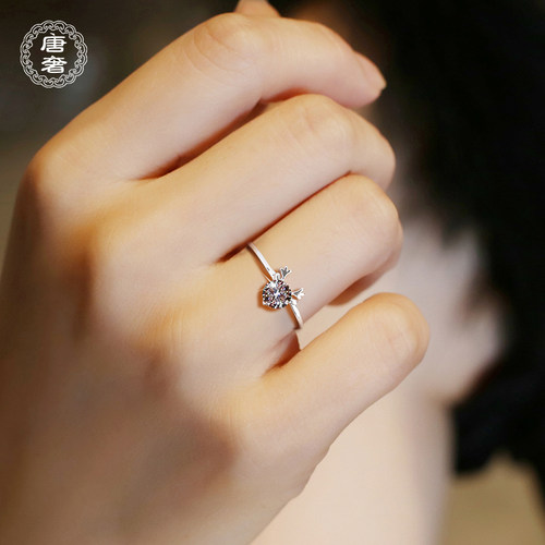 唐奢s925仿真钻石求订小众戒指环