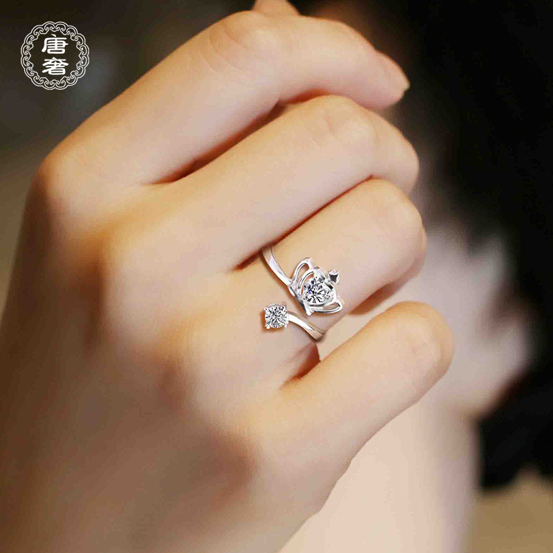 925纯银仿真钻石戒指女精致高级图片