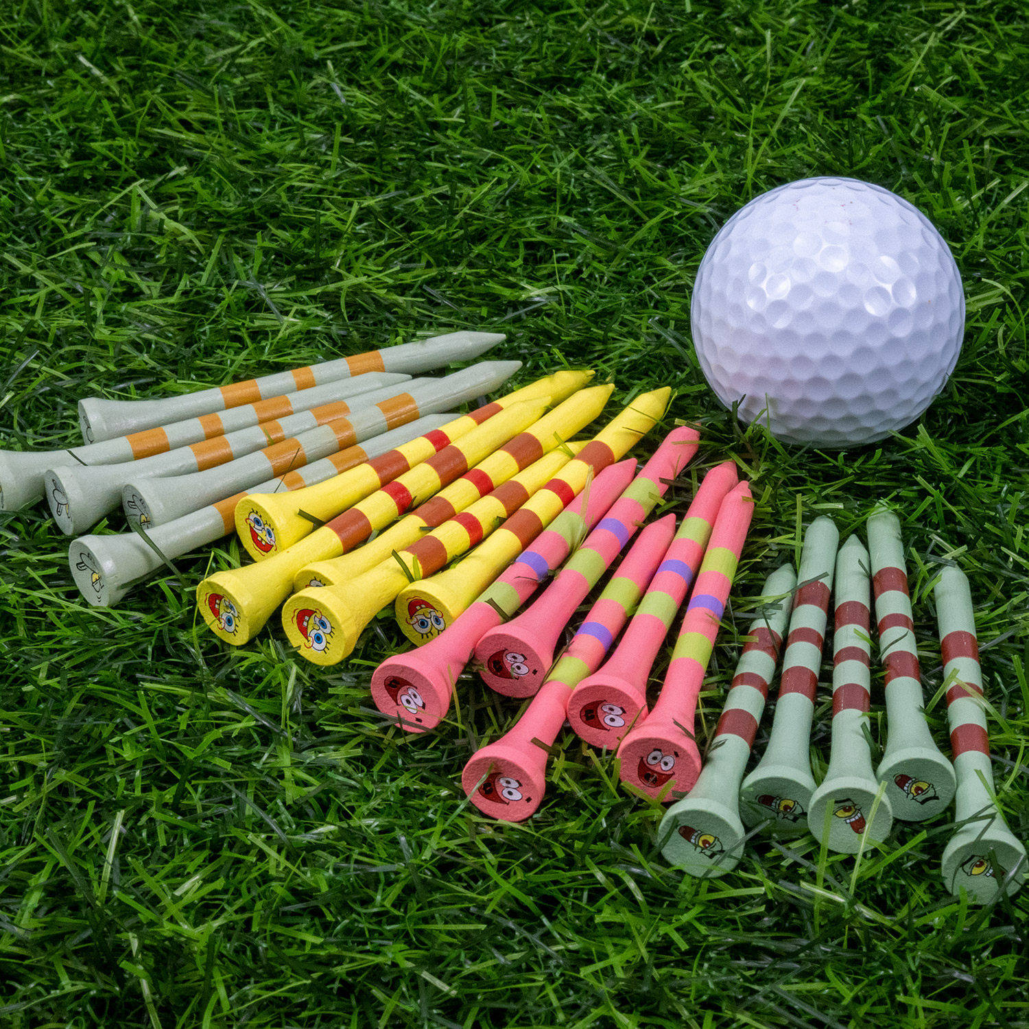 高尔夫球钉木质彩色条纹卡通球tee球座户外运动用品多色可选