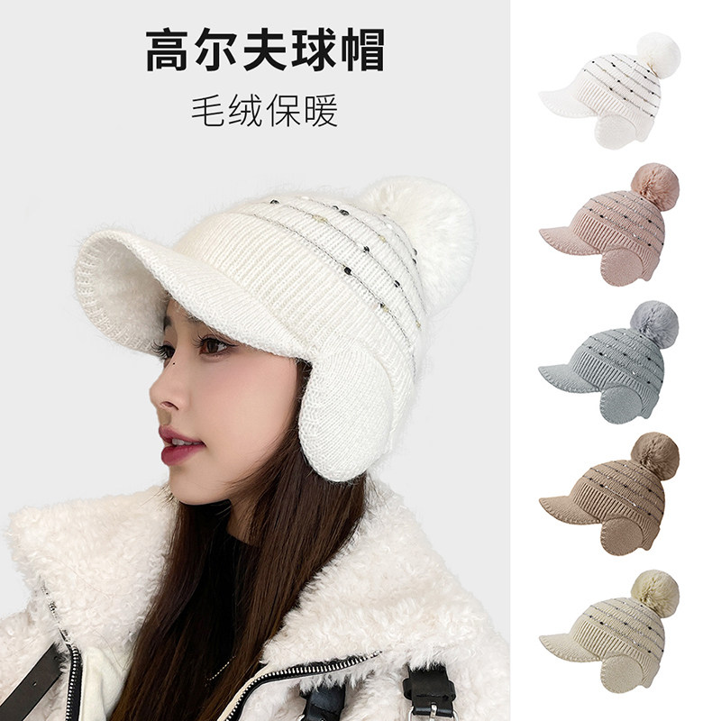 高尔夫女秋冬新款护耳加绒帽韩国进口户外打球保暖毛线针织棒球帽,运动/瑜伽/健身/球迷用品,高尔夫球帽,淘宝优惠券,粉丝福利购,淘宝优惠卷