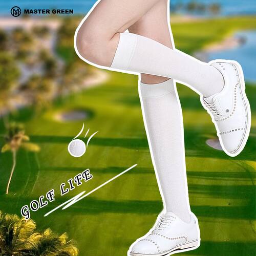 夏季防晒运动袜女长筒纯棉舒适透气瘦腿户外运动高尔夫网球袜子