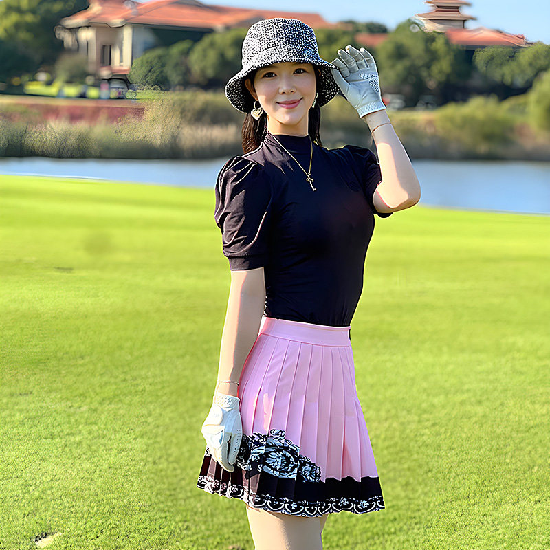高尔夫服装女短袖套装休闲时尚修身T恤速干透气百搭防走光百褶裙