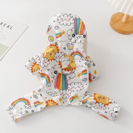 彩虹四脚全包狗狗雨衣可牵引夏天雨天衣服小型犬比熊泰迪春夏宠物