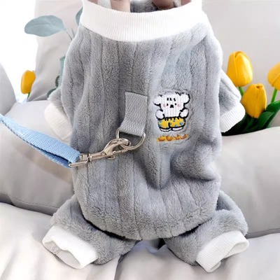 小狗狗衣服冬天比熊泰迪雪纳瑞博美小型犬宠物秋冬季牵引四脚冬款