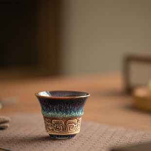 仿古青铜窑变天目建盏茶杯主人杯品茗杯客杯陶瓷茶具家用功夫茶具