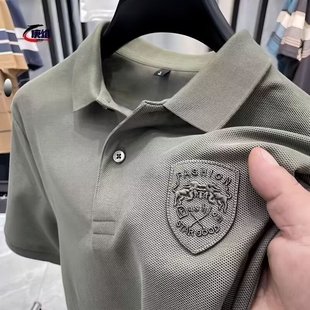 时尚 高级感男士 百搭休闲新款 上衣 潮流翻领t恤半袖 Polo衫 男装 短袖