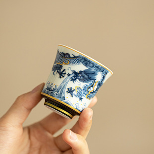 景德镇仿古青花龙纹主人杯茶杯家用陶瓷手工单杯茶具品茗杯子