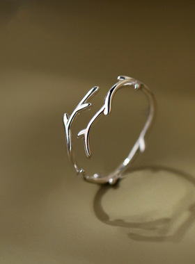 鹿角树枝开口可调小众冷淡风戒指