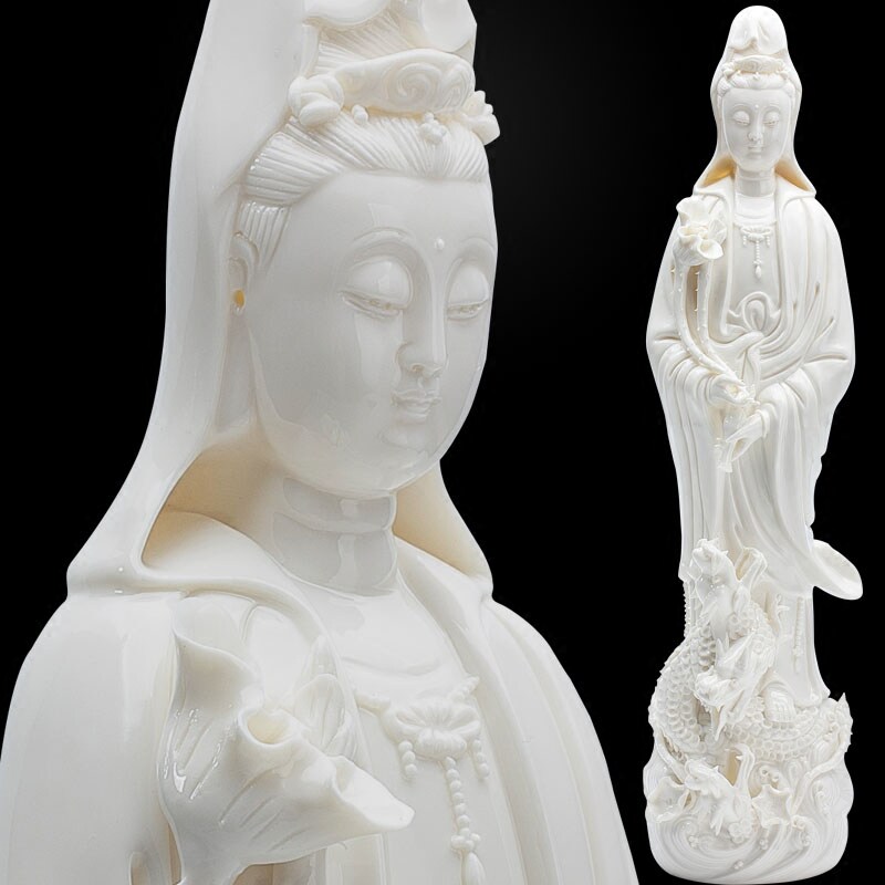 德化陶瓷滴水观音菩萨佛像摆件 观世音菩萨 白瓷家居工艺品摆设