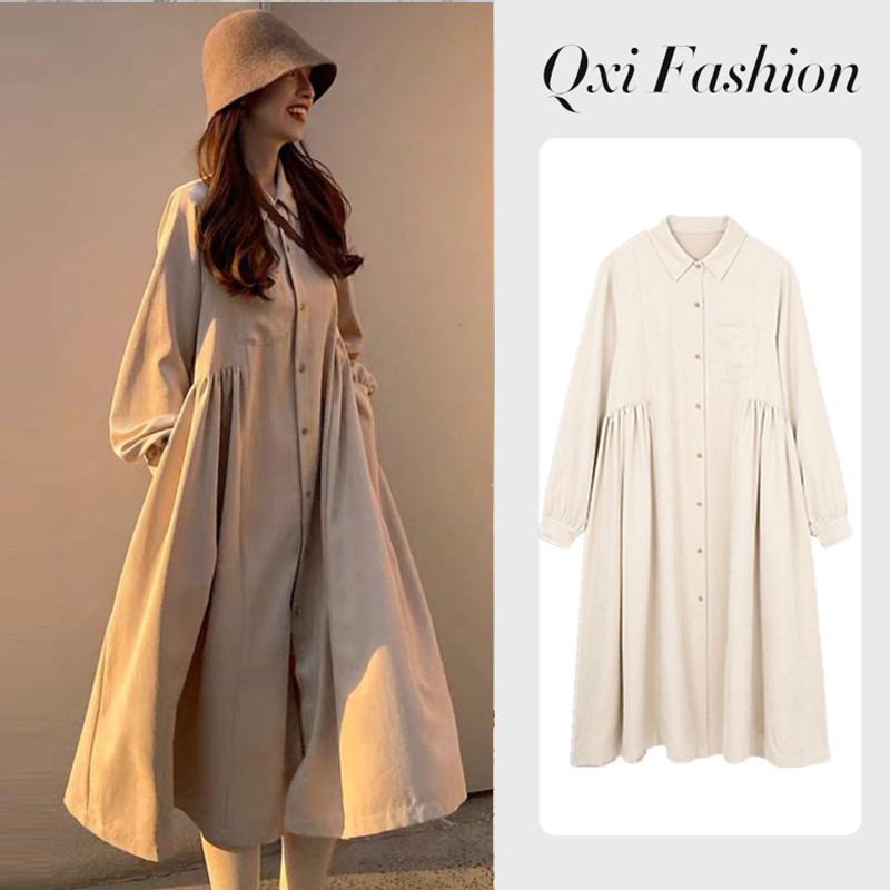 高级孕妇秋装连衣裙潮辣妈韩版气质宽松遮肚衬衫裙文艺复古娃娃裙