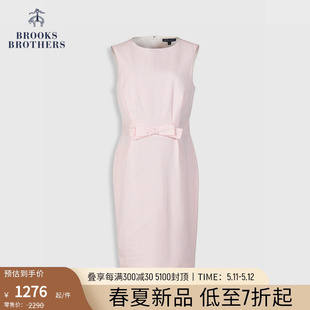 泡泡纱通勤包臀裙粉色连衣裙 布克兄弟女24夏新品 Brothers Brooks