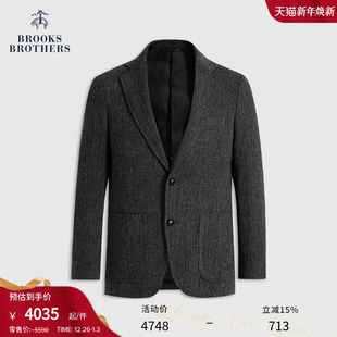 25秋冬绵羊毛人字纹补丁西装 布克兄弟男士 外套 Brothers Brooks