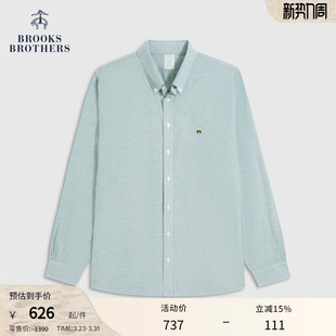 易打理 春夏款 Brooks 布克兄弟男士 牛津纺logo休闲衬衫 Brothers
