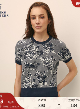 Brooks Brothers/布克兄弟女士夏新款supima棉刺绣编织花针织衫
