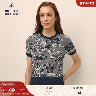Brooks Brothers/布克兄弟女士夏新款supima棉刺绣编织花针织衫