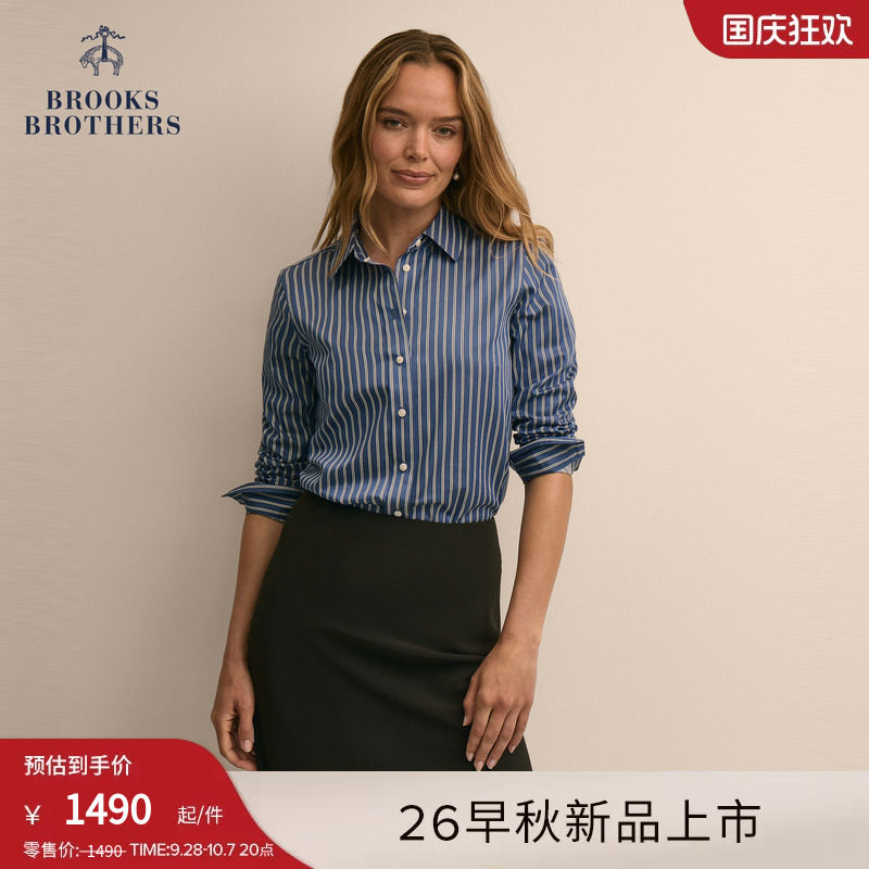 Brooks Brothers/布克兄弟26秋季新款女衬衫职场通勤宽松翻领衬衣