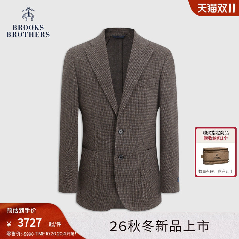 Brooks Brothers/布克兄弟男士26秋季新款迷你千鸟格修身西装外套