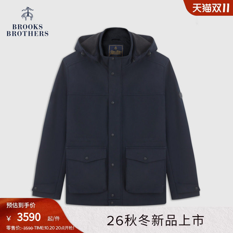 Brooks Brothers/布克兄弟26秋冬新款男士连帽休闲保暖外套夹克