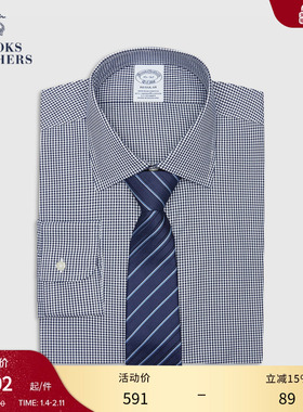 [易打理]Brooks Brothers/布克兄弟男士春夏免烫supima棉格纹衬衫