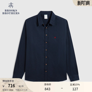 Brothers Brooks 布克兄弟男士 春夏款 衬衫 刺绣logo纯色长袖 磨毛