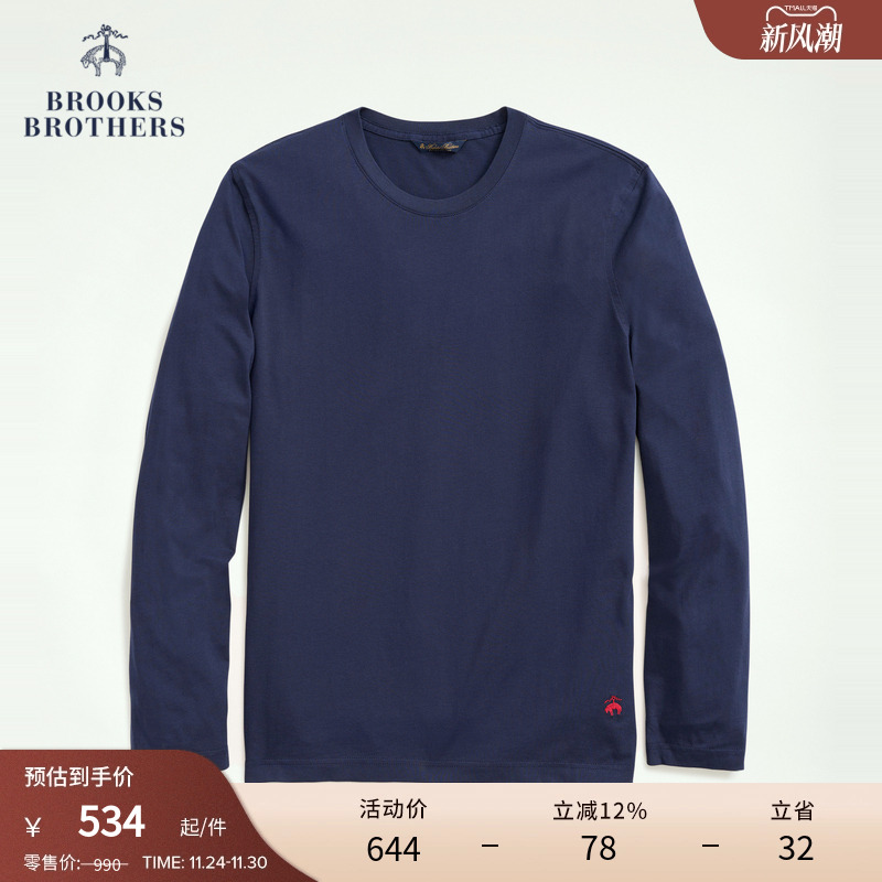 布克兄弟supima棉长袖T恤