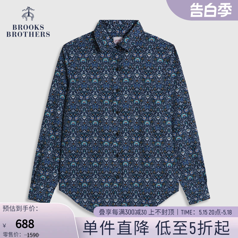 Brooks Brothers/布克兄弟女士经典版棉质花卉印花长袖休闲衬