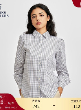 Brooks Brothers/布克兄弟女士秋冬新supima棉复古格纹长袖衬衫