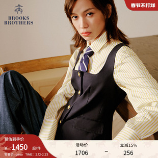 Brooks Brothers/布克兄弟女士春夏新款金属纽扣门襟宽吊带马甲