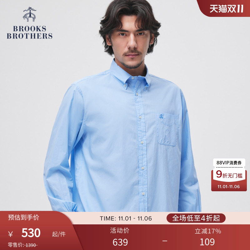 布克兄弟24棉刺绣logo休闲衬衫