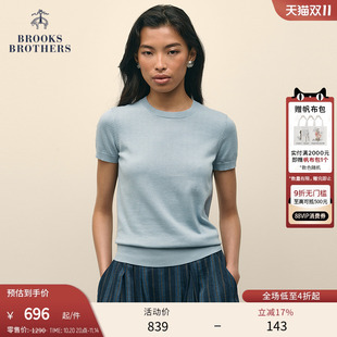 supima棉纯色圆领针织衫 布克兄弟女士春夏新款 Brothers Brooks