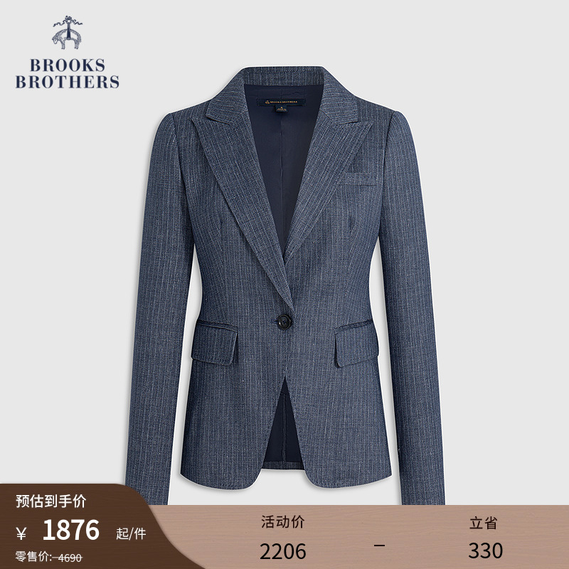 布克兄弟25女士亚麻单粒扣西装