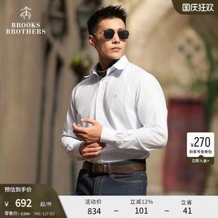 經典 布克兄弟男士 Brothers 牛津紡條紋免燙長袖 休閑襯衫 款 Brooks