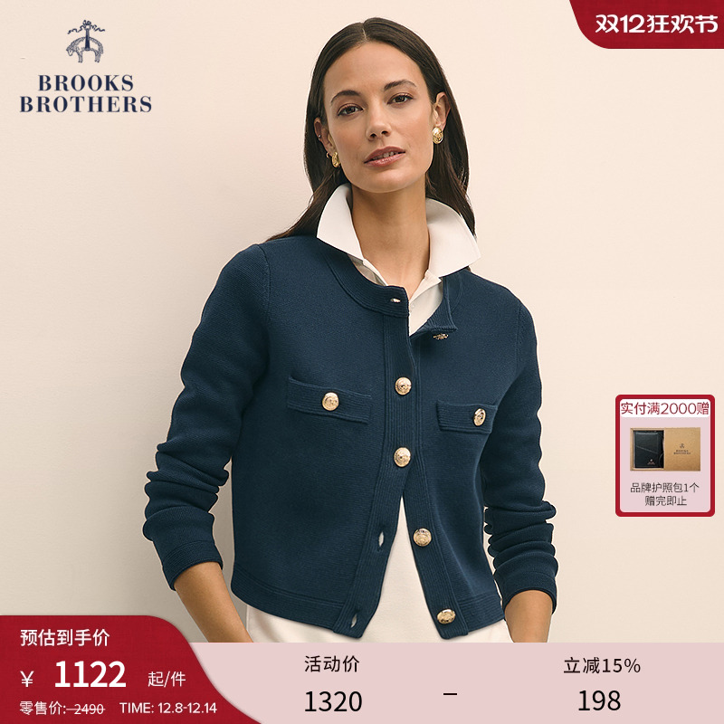 布克兄弟25女士supima棉针织开衫