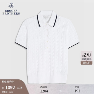 布克兄弟女士25春夏新绞花镶边polo衫 Supima棉 Brooks Brothers