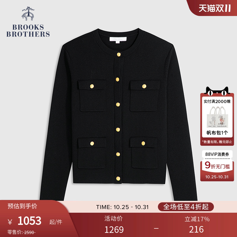 布克兄弟25女士金属纽扣针织开衫