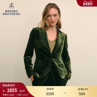 Brooks Brothers/布克兄弟女士25秋冬新品纯色丝绒单粒扣西装外套