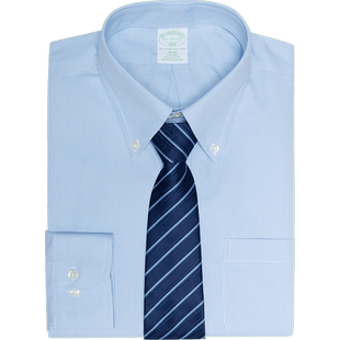 [易打理]Brooks Brothers/布克兄弟男细点牛津纺免烫修身正装衬衫