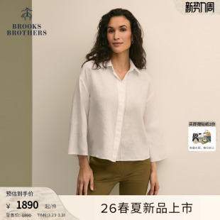 休闲翻领舒适亚麻衬衫 Brooks 新款 布克兄弟女士26春夏季 Brothers