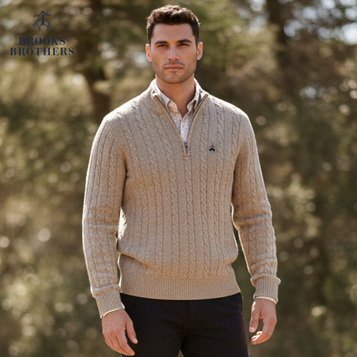 布克兄弟25男士半拉链半高领毛衣