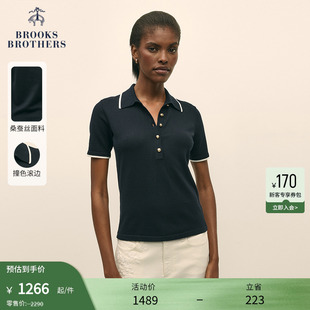 布克兄弟女士25春夏新撞色滚边polo衫 奢华系列 Brooks Brothers