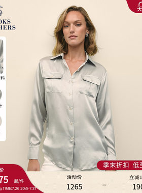 布克兄弟女士桑蚕丝双口袋衬衫