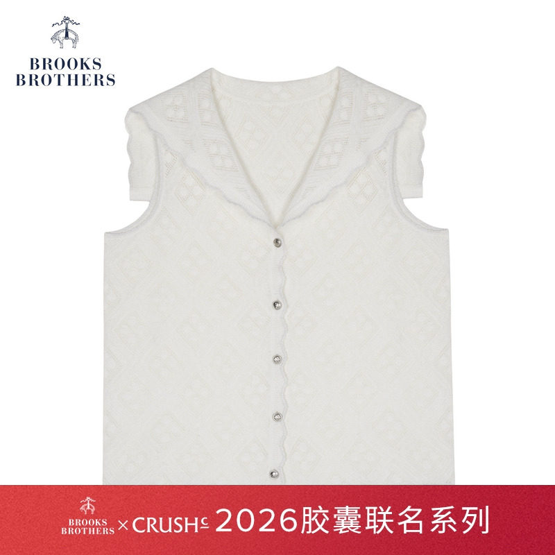 【BB X CRUSH胶囊系列】布克兄弟联名款女士26镂空海军领无袖开衫