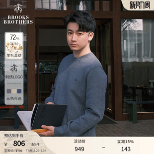 25秋冬新品 布克兄弟男士 绵羊毛圆领刺绣logo毛衣 Brothers Brooks