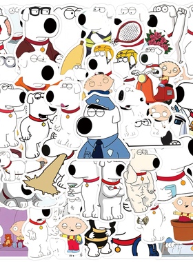 55张美剧FamilyGuy恶搞之家贴纸布莱恩饺子头动画片防水装饰贴画