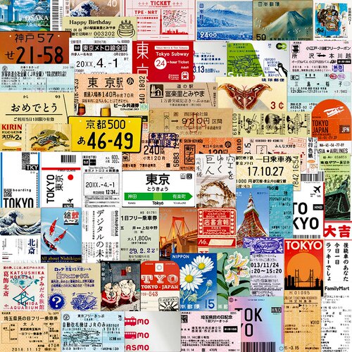 日系风格日本东京旅行邮票贴纸