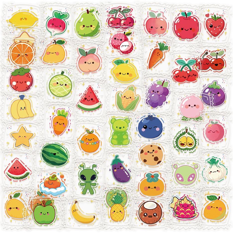 PET卡通可爱蔬菜水果表情包贴纸