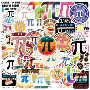 57张数学习公式Pi day圆周率贴纸创意卡通π图案帖纸装饰防水贴画