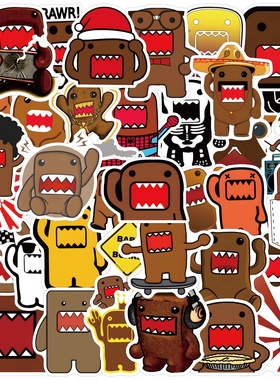 50张Domo kun多摩君贴纸卡通可爱搞怪装饰手机电脑水杯防水贴画