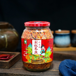包邮 河南特产小苍娃剁椒芥菜丝600克瓶装 鲜辣爽口下饭菜