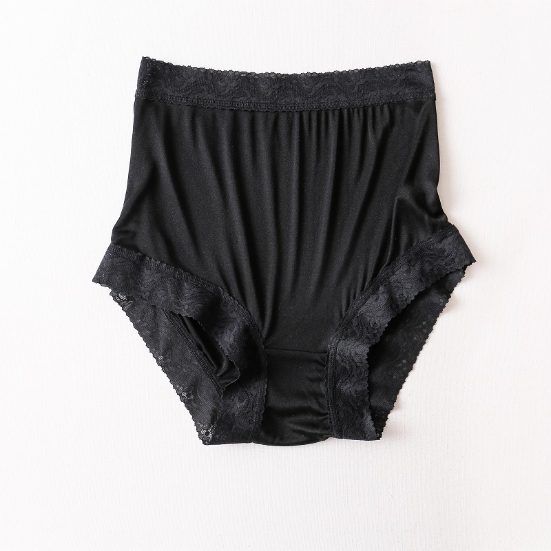 上新女真丝高腰内裤桑蚕丝透气包臀平角大码内裤护肚脐三角裤短裤